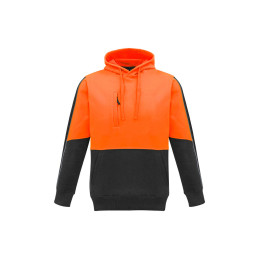 Unisex Hi Vis Pullover Hoodie Orange/Charcoal