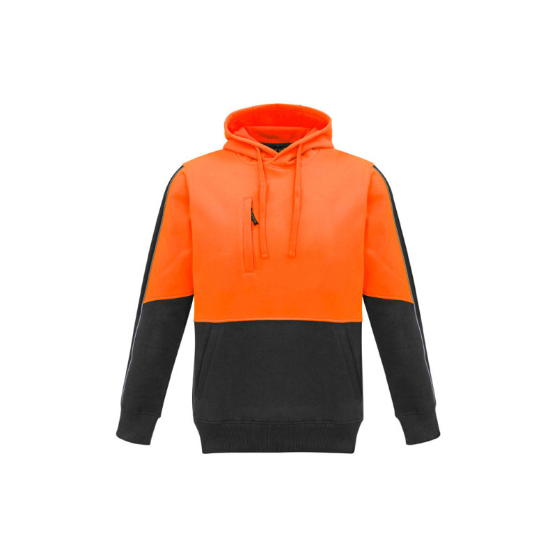 Unisex Hi Vis Pullover Hoodie Orange/Charcoal