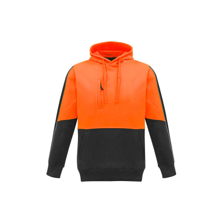 Unisex Hi Vis Pullover Hoodie Orange/Charcoal