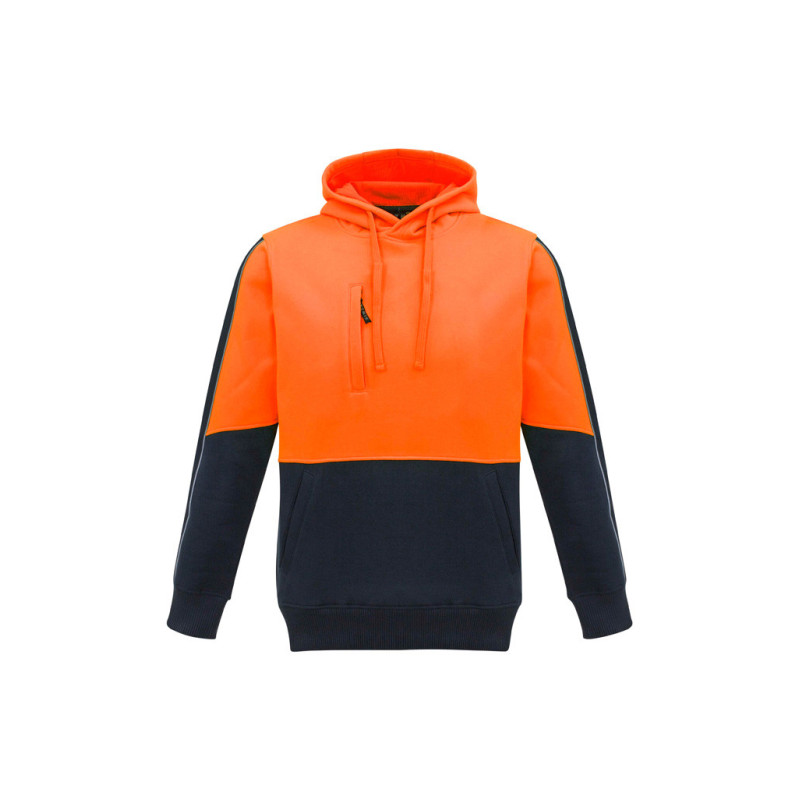 Unisex Hi Vis Pullover Hoodie Orange/Charcoal