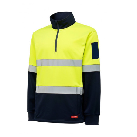 Hard Yakka Hi Vis Spliced 1/4 Zip Brushed Fleece Jumper